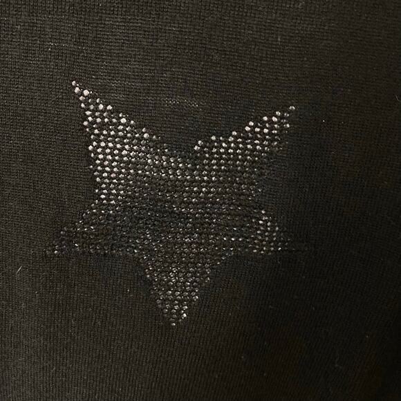 Nwot ZADIG VOLTAIRE Sweater M Black Stars&Logo-Pointelle-Knit Merino-Wool Long-S - Picture 5 of 11